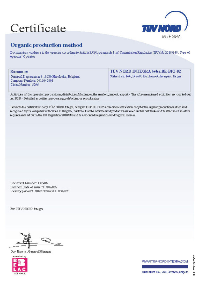 ORGANIC RANSON NV 2022 2023 verv 31 12 2023 Pagina 1