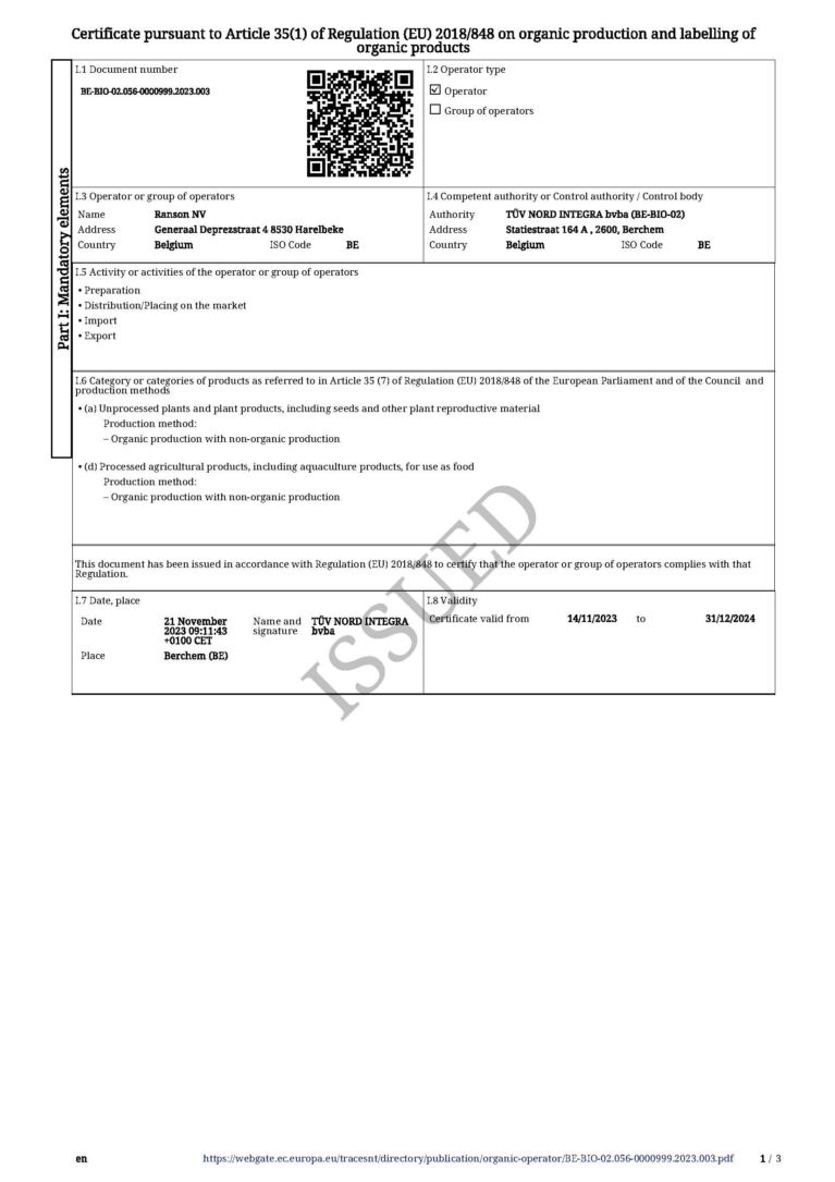 ORGANIC RANSON NV 2024 verv 31 12 2024 Pagina 1