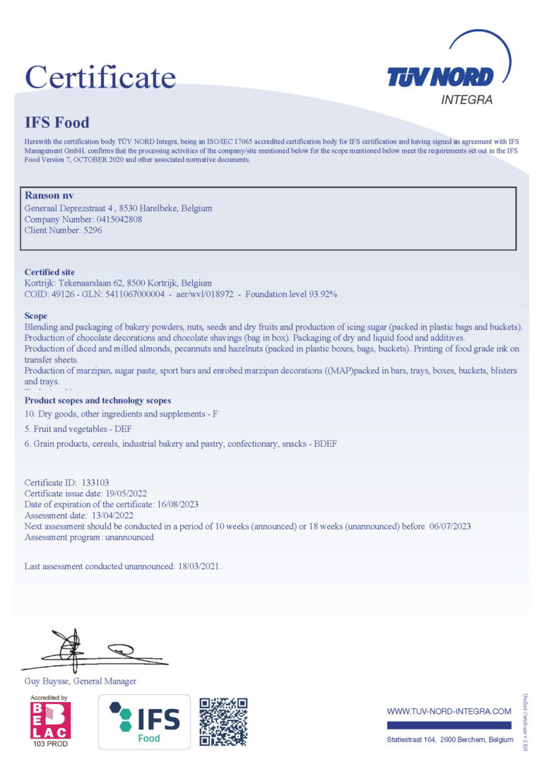 Ranson IFS Food cert 05 2022 002