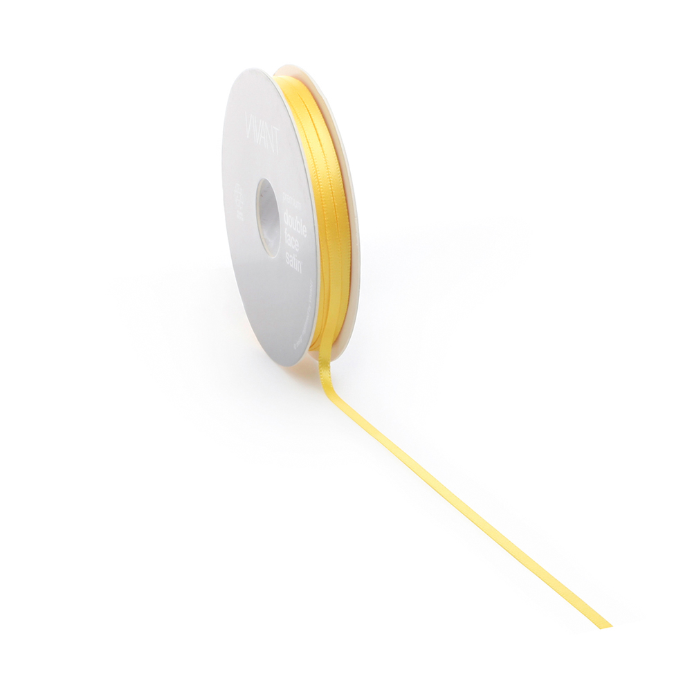 XRIBBON DOUBLE FACE SATIN 3MM YELLOW COL 55