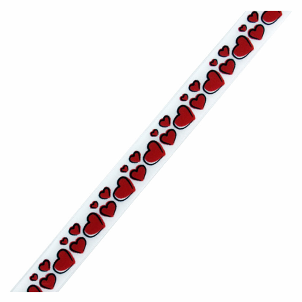X1PC RIBBON SILK WHITE WITH WIRE HEART RED 2022