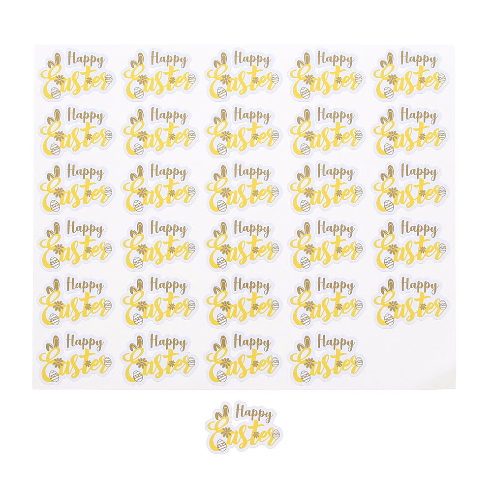 X150PCS STIKCERS HAPPY EASTER YELLOW-GOLD