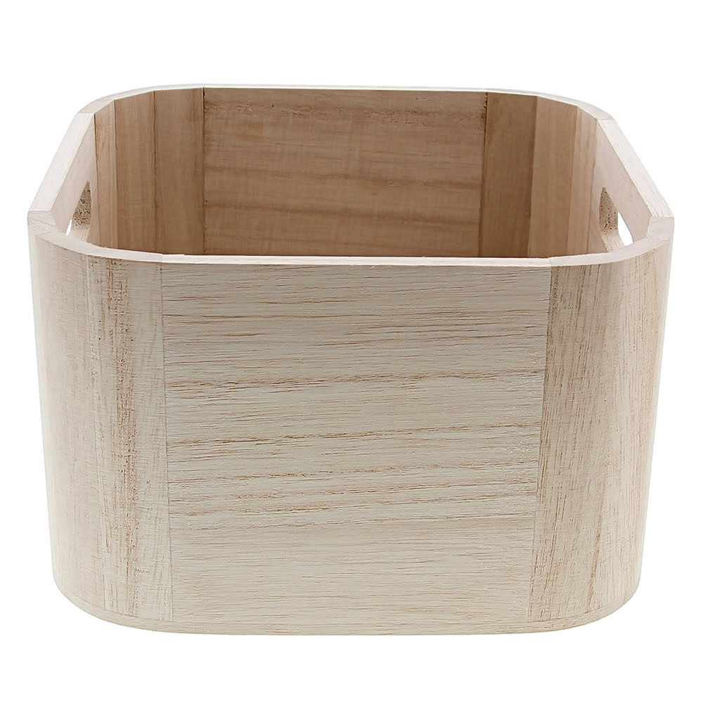 X1PC BASKET WOOD SQUARE WITH HANDLE