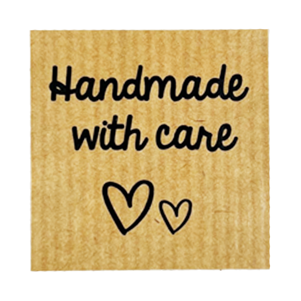 X175PCS STICKER "HANDMADE WITH CARE" KRAFT