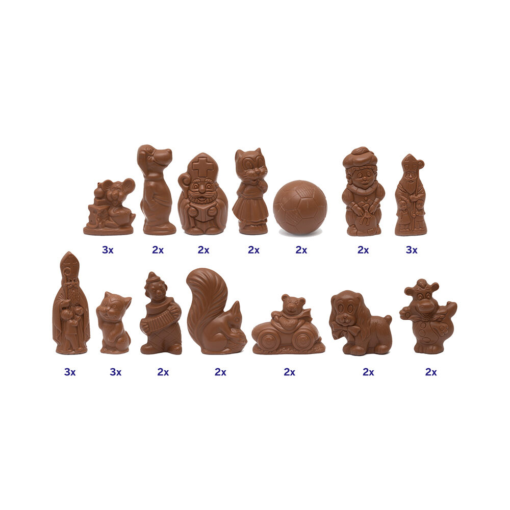 X1,5KG HOLGOED MELKCHOCOLADE SINTERKLAAS ASS. - 33STUKS