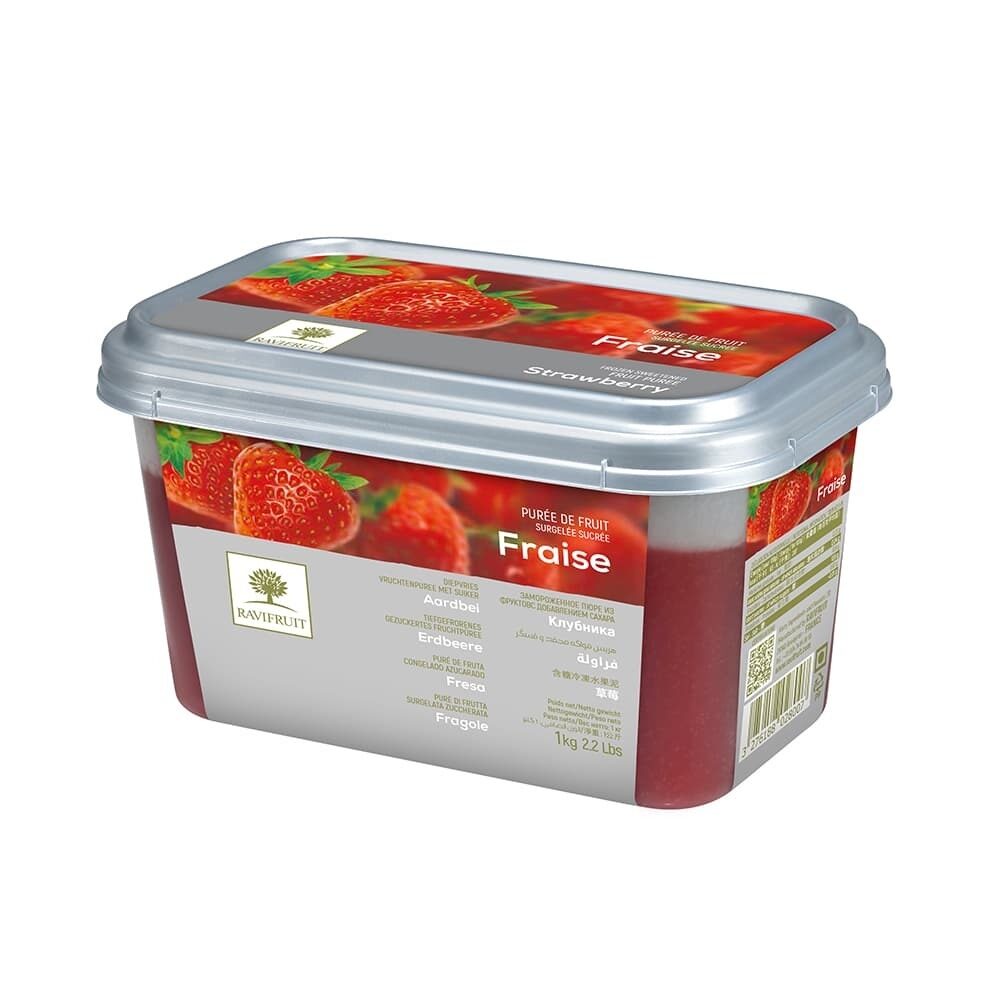 X1KG AARDBEI PUREE VRIES RAVIFRUIT
