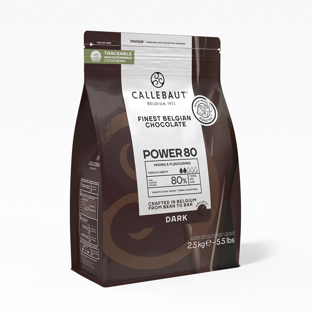 X 2.5KG POWER 80 DARK CHOCOLATE CALLETS  -80-20-44-E4-U71