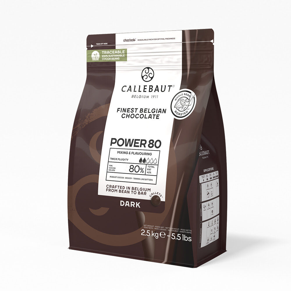X 2.5KG POWER 80 DARK CHOCOLATE CALLETS  -80-20-44-E4-U71