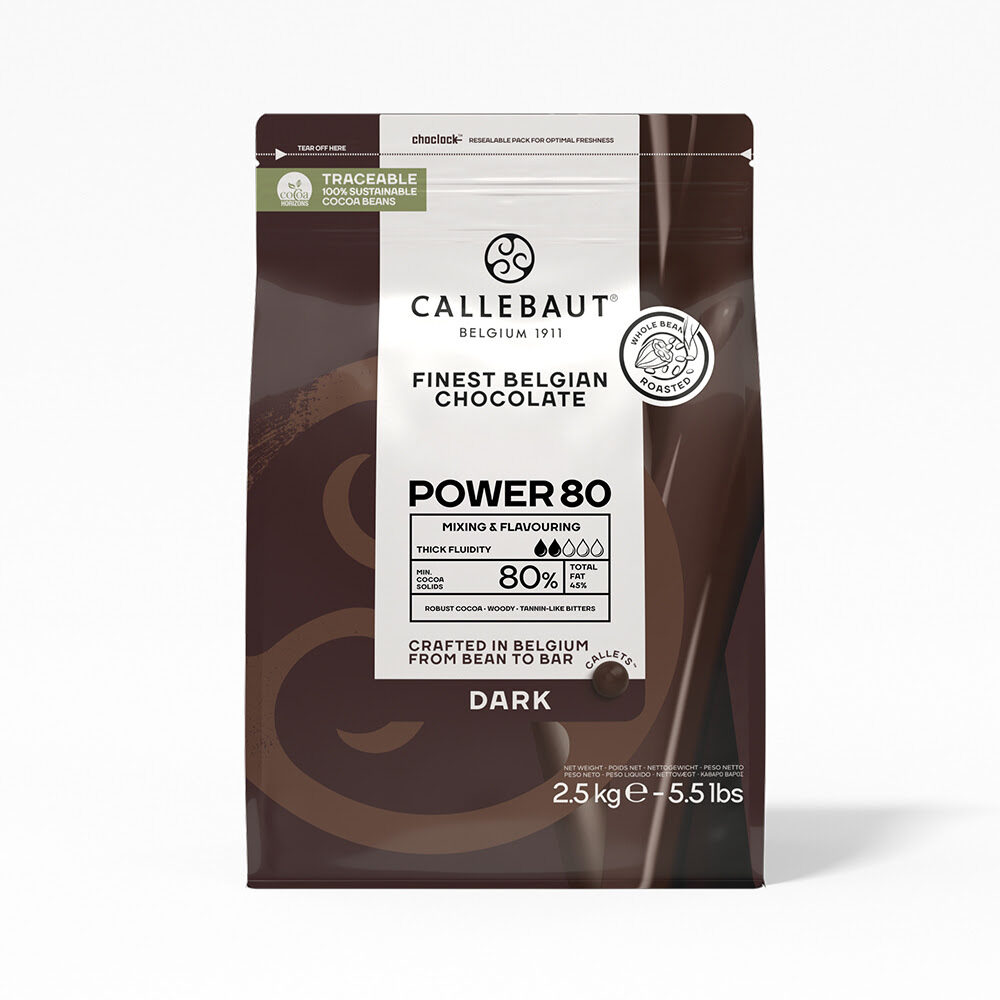 X 2.5KG POWER 80 DARK CHOCOLATE CALLETS  -80-20-44-E4-U71