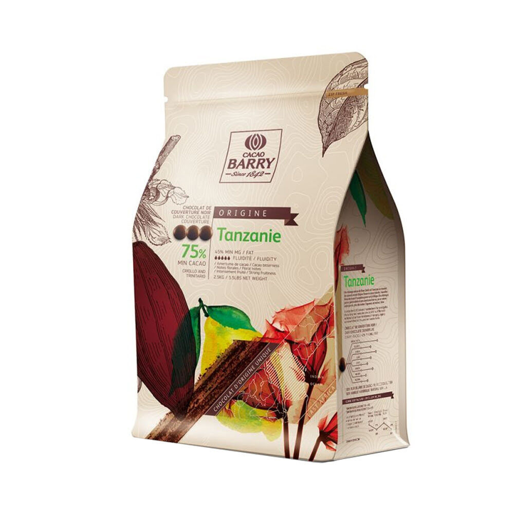 X 2.5KG TANZANIA  DARK CHOCOLATE CALETS CACO BARRY