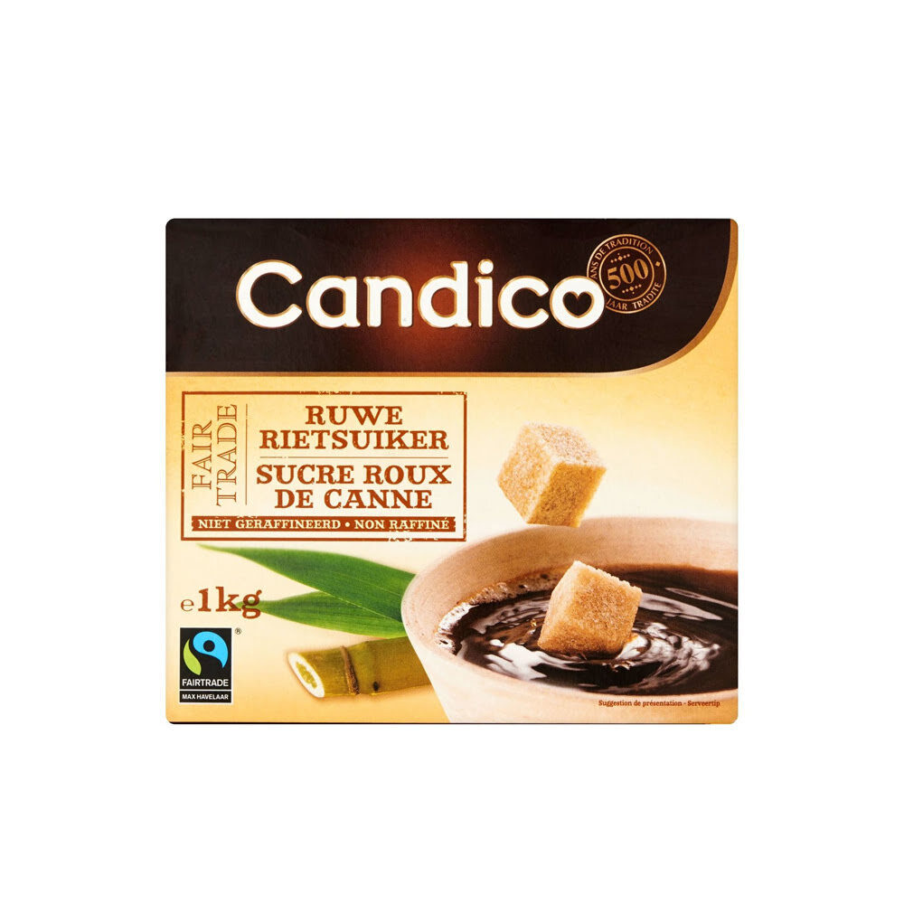 X1KG SUCRE ROUX CANNE MORCEAUX FLO FAIRTRADE MB
