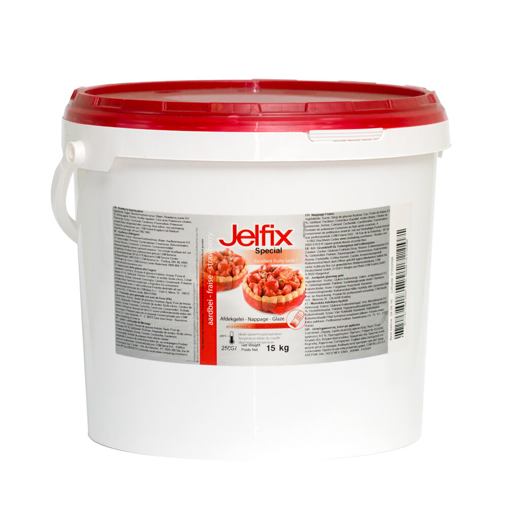 X 15KG JELFIX STRAWBERRY CARELS GLAZE - HOT PROCESS