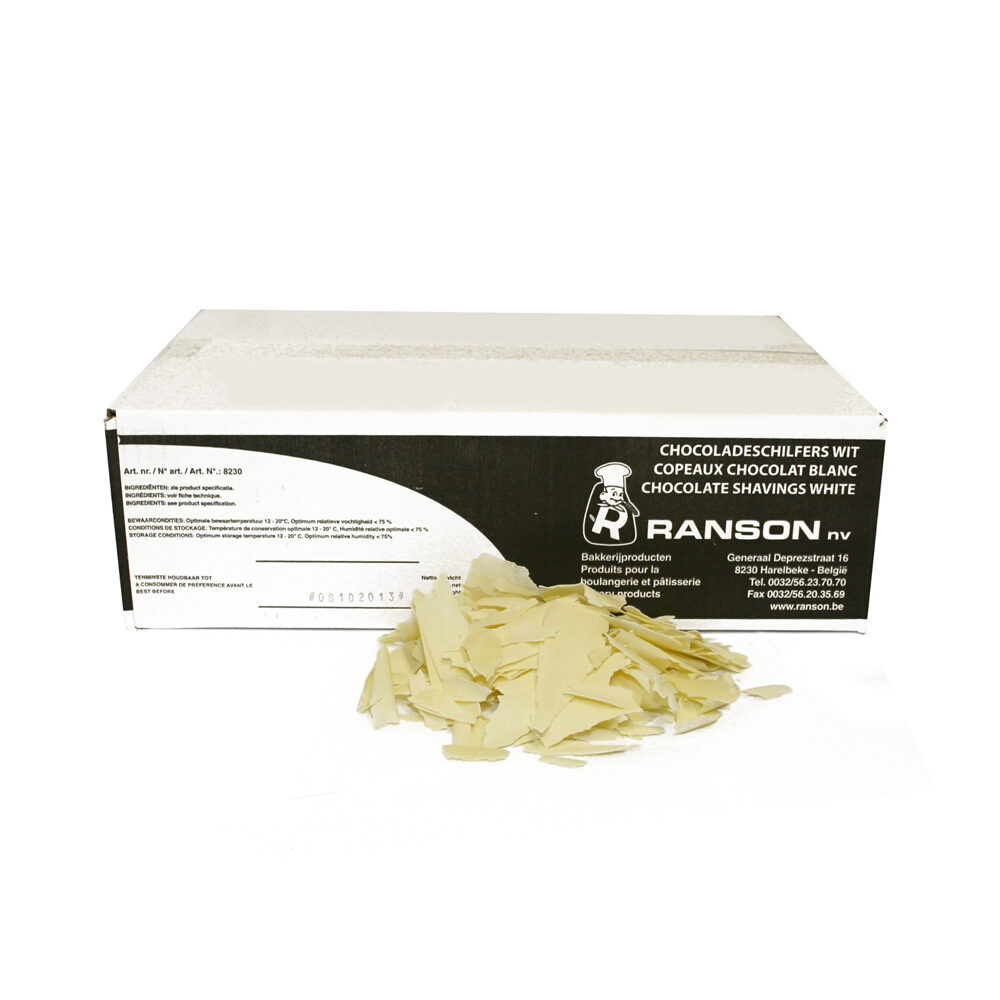 X 2KG CHOCOLATE SHAVINGS WHITE RANSON