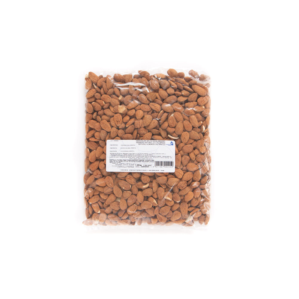 X1KG AMANDELEN BRUIN GEKALIBREERD