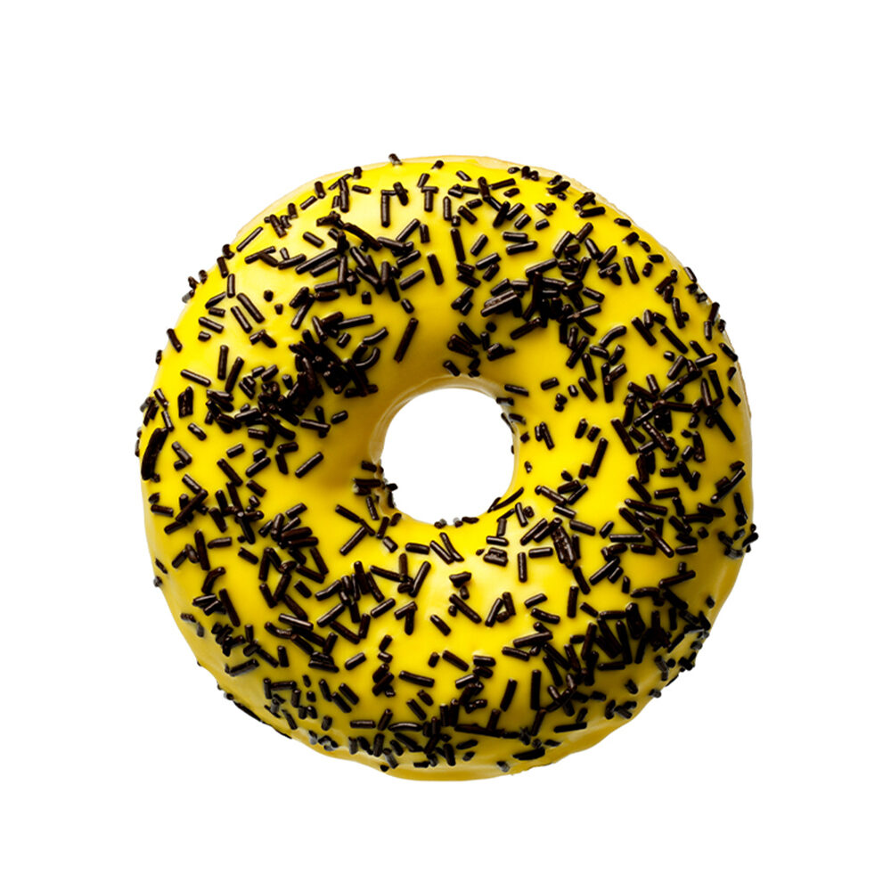 C/4X12ST DONUT BANANA DARK SPRINKLES 56G LA LORRAINE