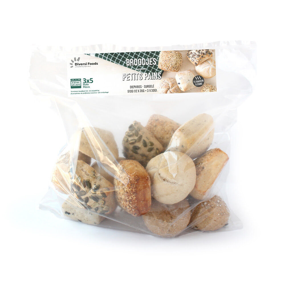 C/7X15PC ASSORTIMENT MINI HOTEL BREAD 5 TYPES 35G