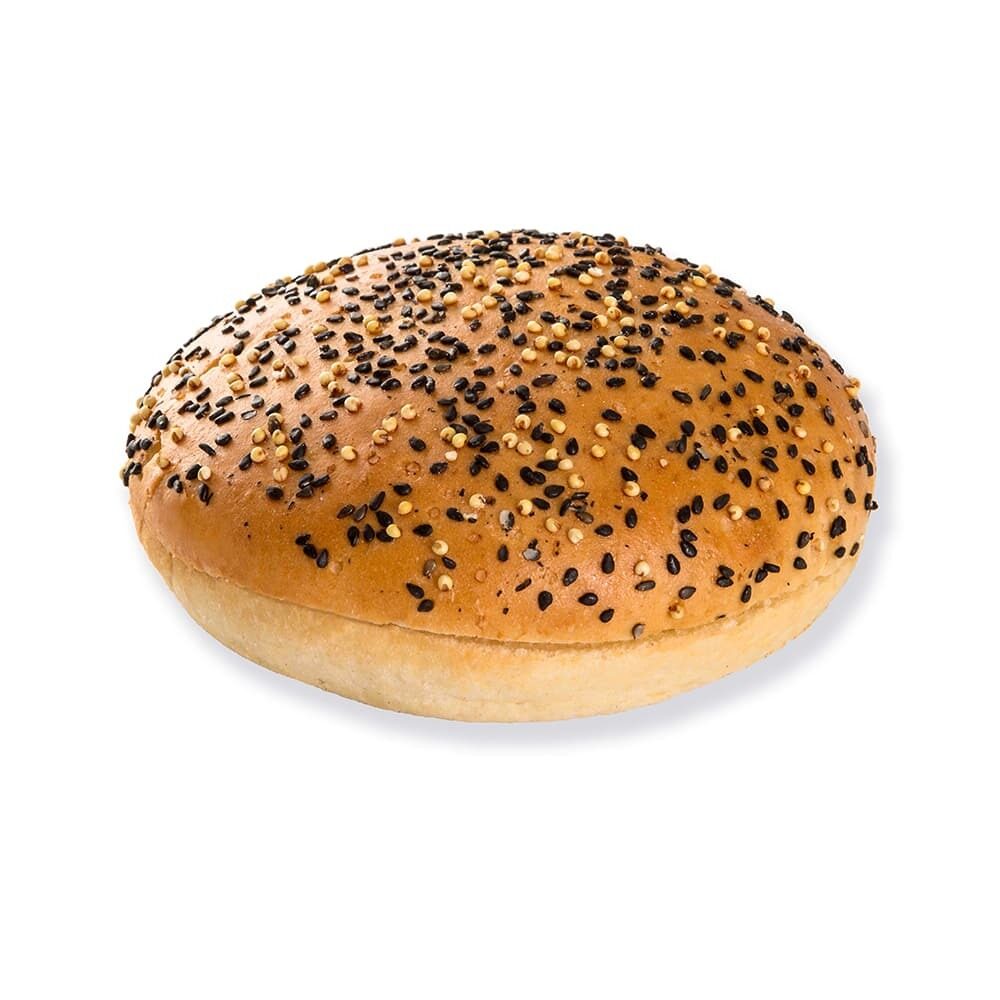 C/24ST WITTE HAMBURGER BUN MET ZADEN 12CM 90G T&S