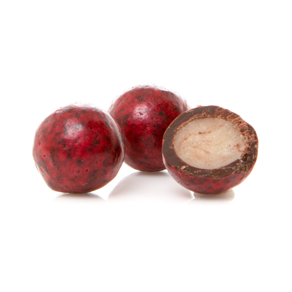 C/20X150GR MARZIP BALL RASPBERRY CHOC COATED