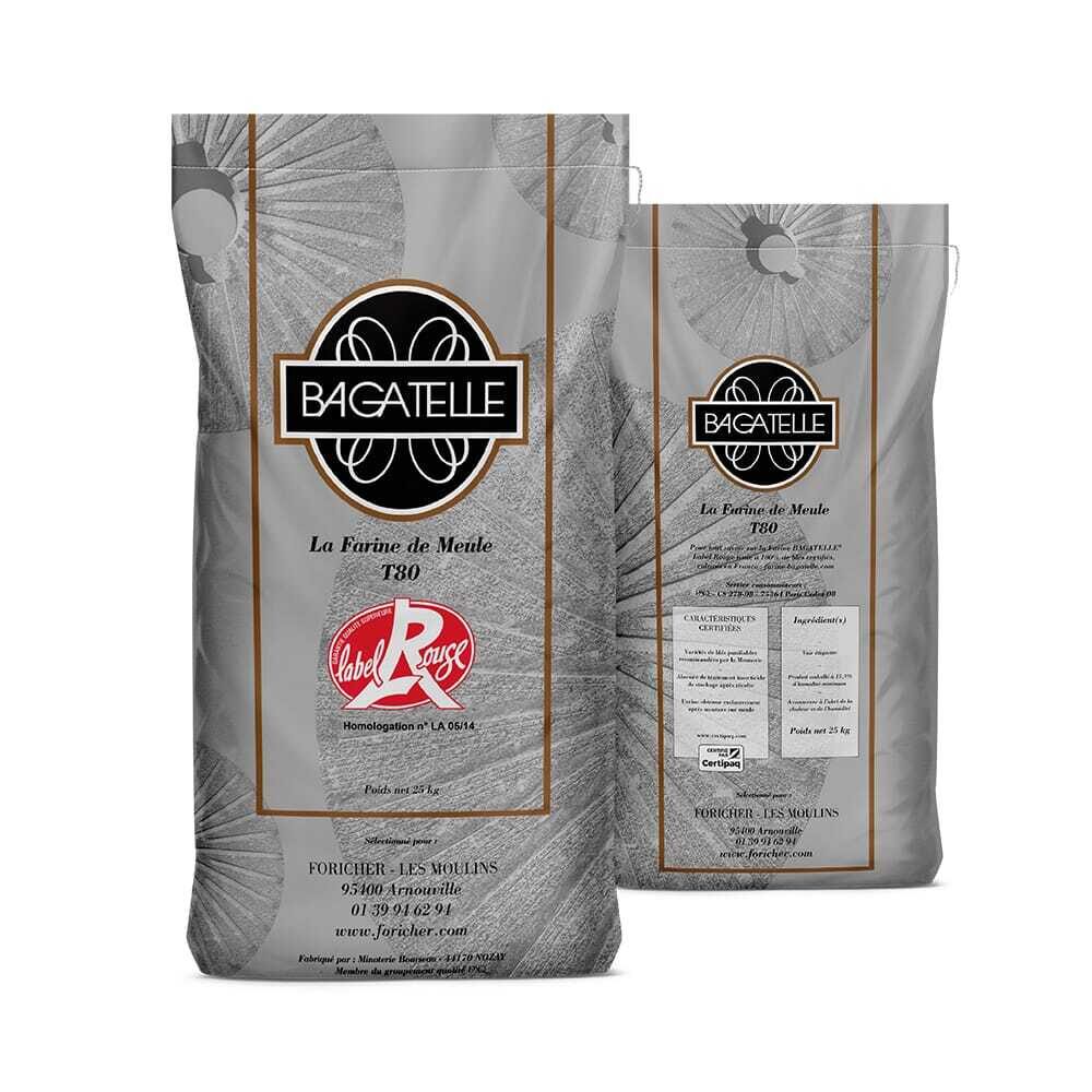 X25KG FARINE DE MEULE T80 BAGATELLE LABEL ROUGE