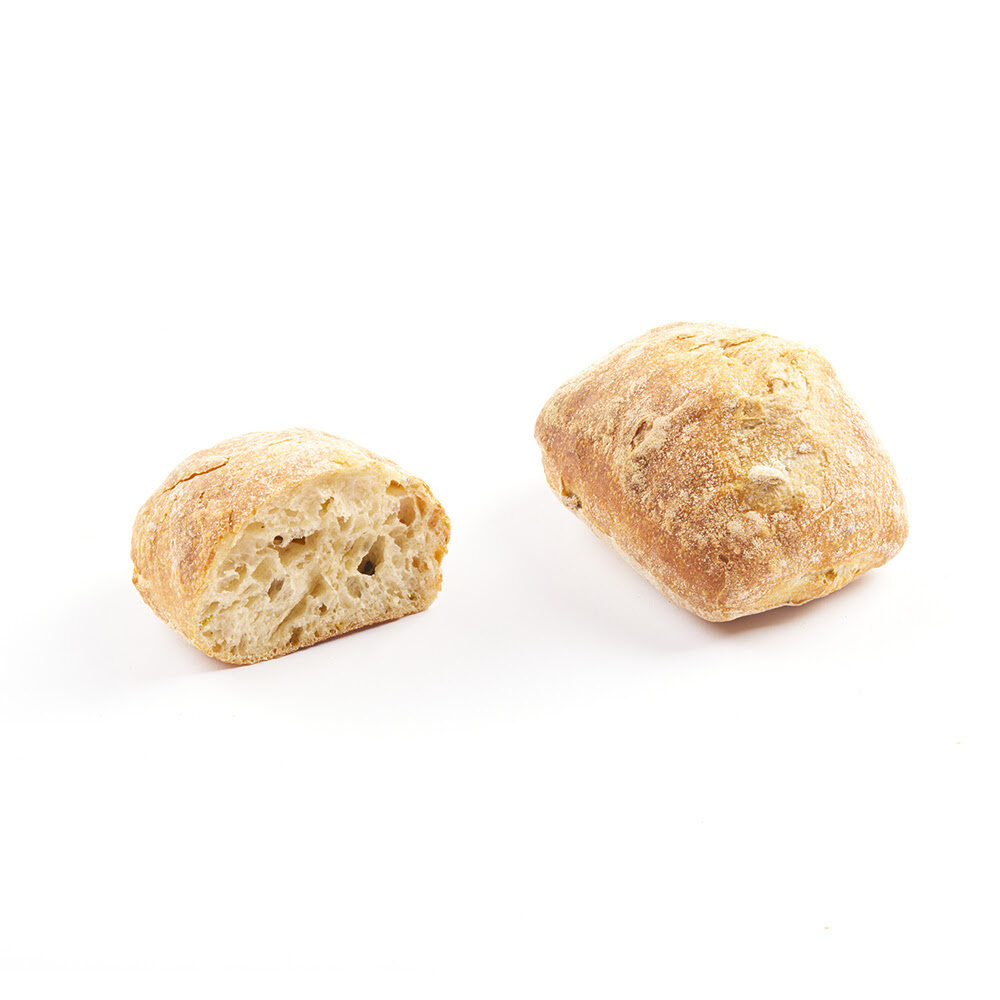 C/40PC PETIT PAIN DE BLE BLANC OLIVES CARREE 100G PC