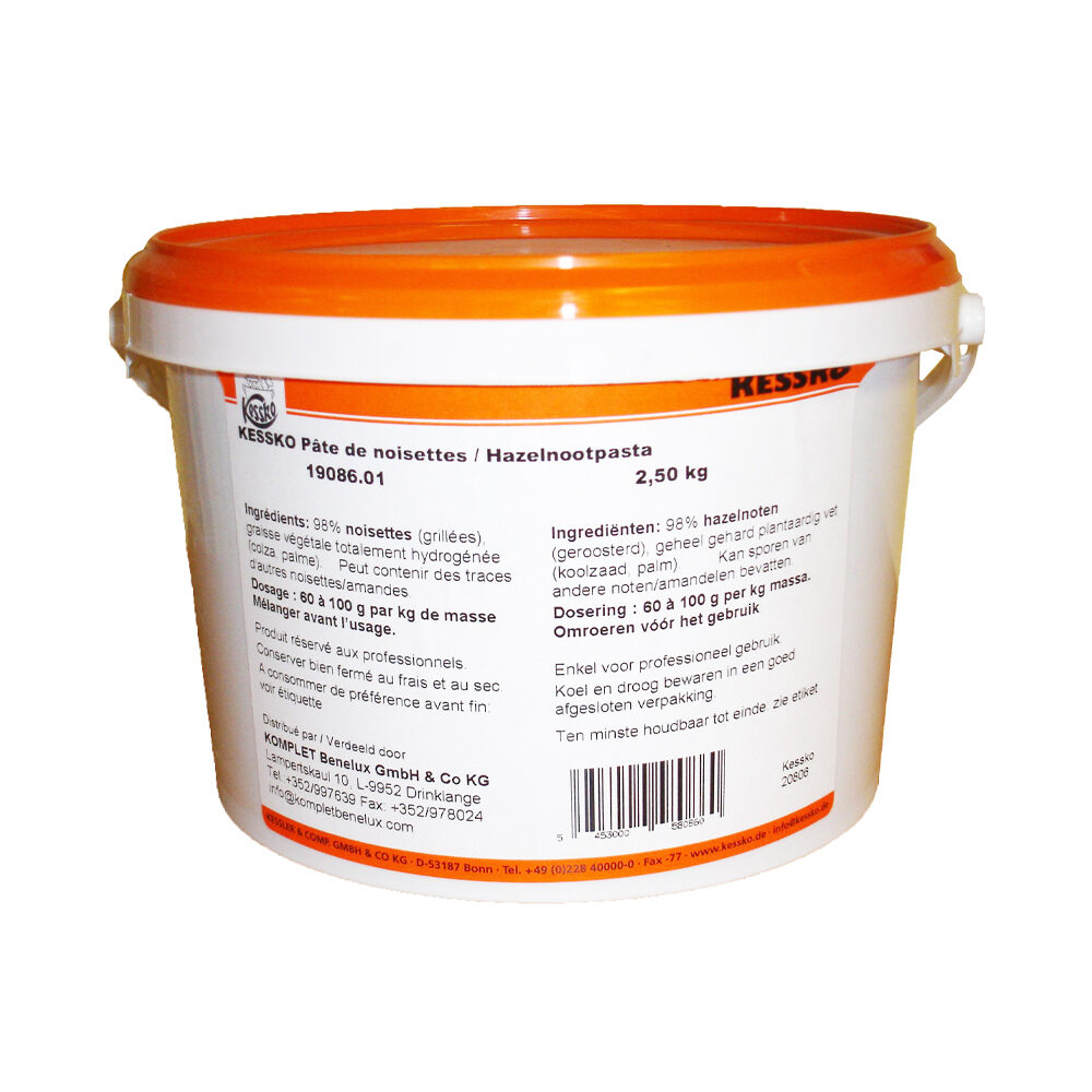 X2.5KG HAZELNOOTPASTA (Z.SUIKER) KESSKO