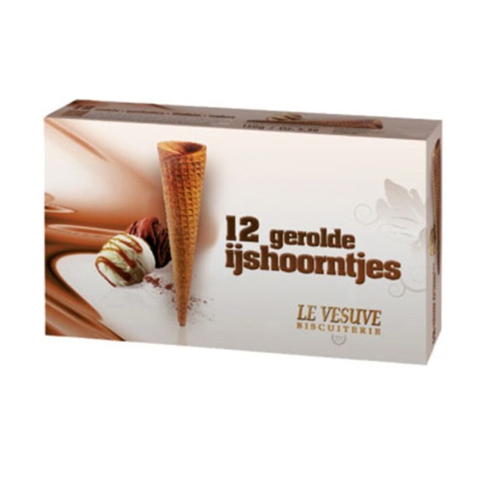 C/20X12ST IJSBISCUIT IJSHOORN- CORNET-100-D/C03 D45MM L160MM