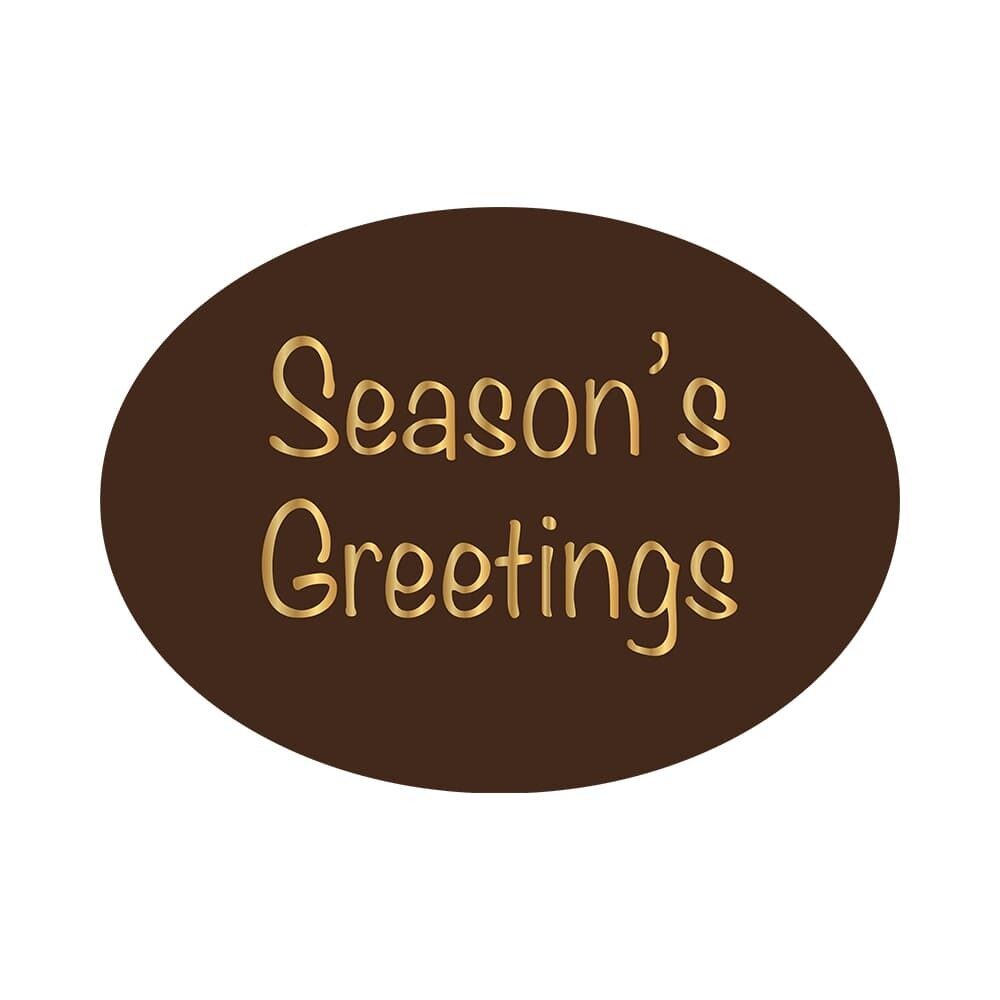 X144ST SEASON'S GREETINGS OVAL 30X22MM CHOCOLAT NOIR