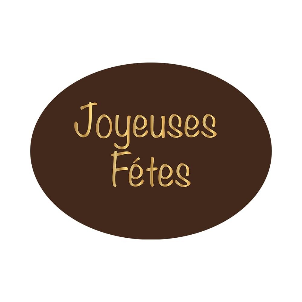 X144ST JOYEUSES FÊTES OVAL 30X22MM CHOCOLAT NOIR