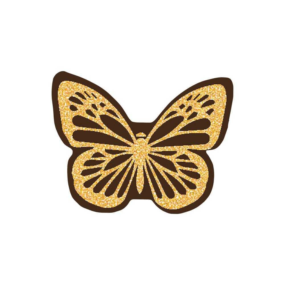 X360P PAPILLON CHOCOLAT NOIR 30X23MM OR PAILLETÉ
