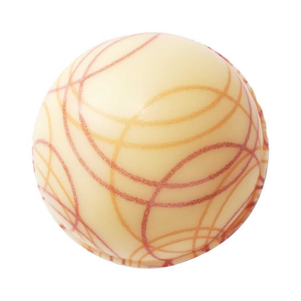 X112ST SPHÈRE 25MM BLANC IMPRIME CERCLES ROUGES/ORANGES