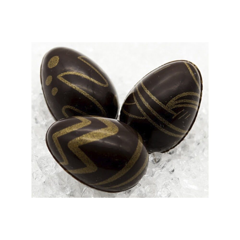 X96ST OEUFS DÉCORATIFS EN CHOCO. CHOCOLAT NOIR GLITTER GOLD