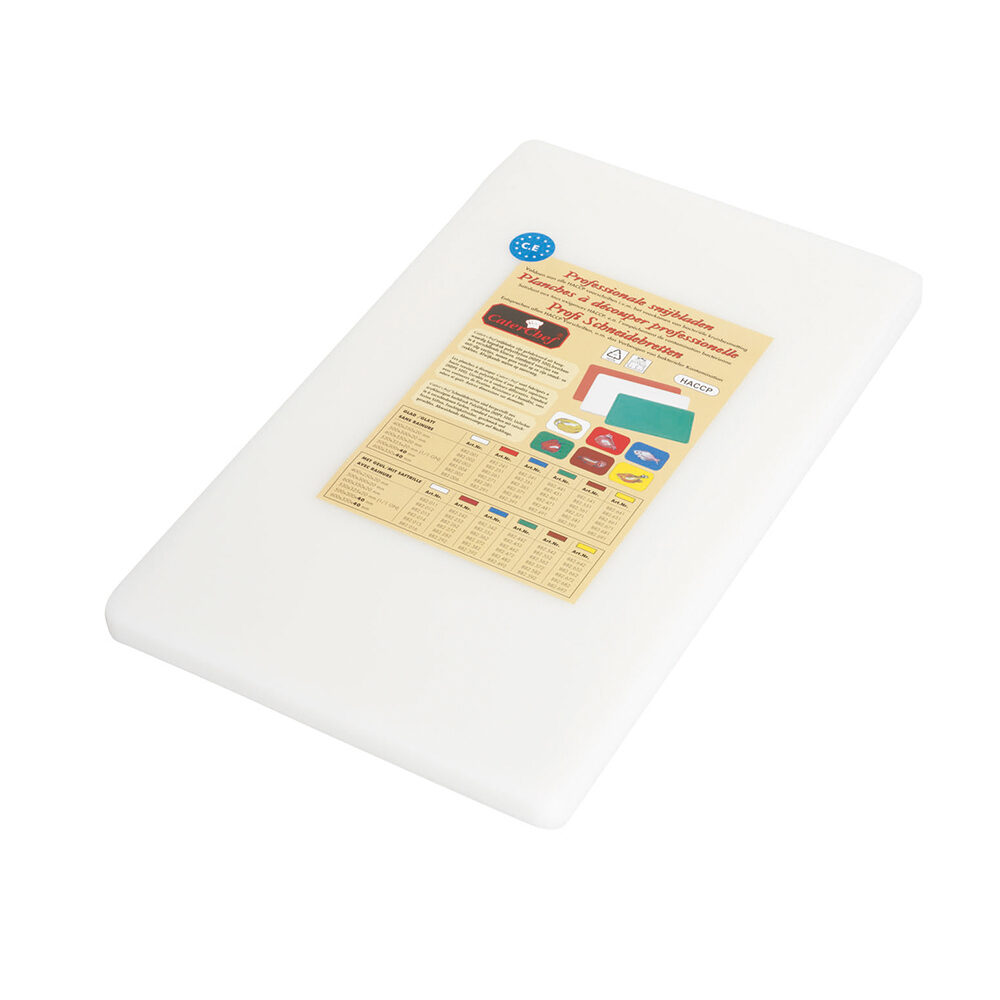 CHOPPING BOARD WHITE POLYETHYLENE 40X25X2CM
