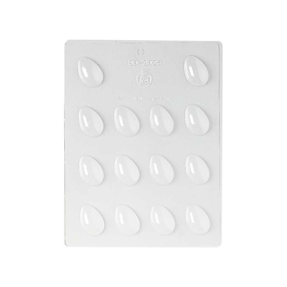 XMOULD CHOCOLATE EGG 18PC 25X35MMH12MM PET MARTELLATO