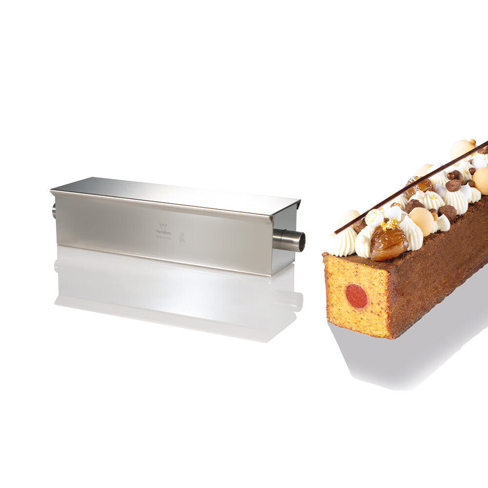 CAKE PAN SQUARE SS WITH COVER AND INSERT TUBE 250X60XH60MM
