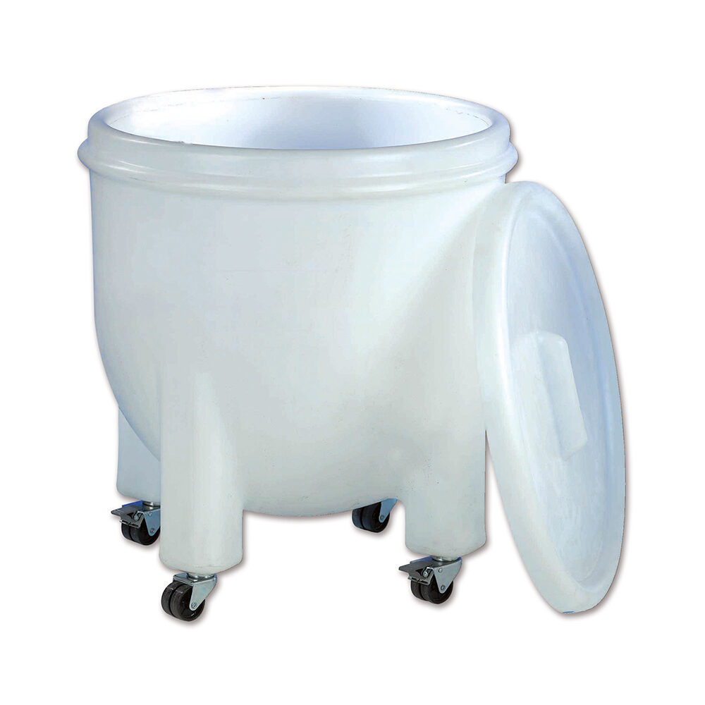 X1PC PLASTIC CONTAINER ROUND W LID AND WHEELS 117L D63H69CM