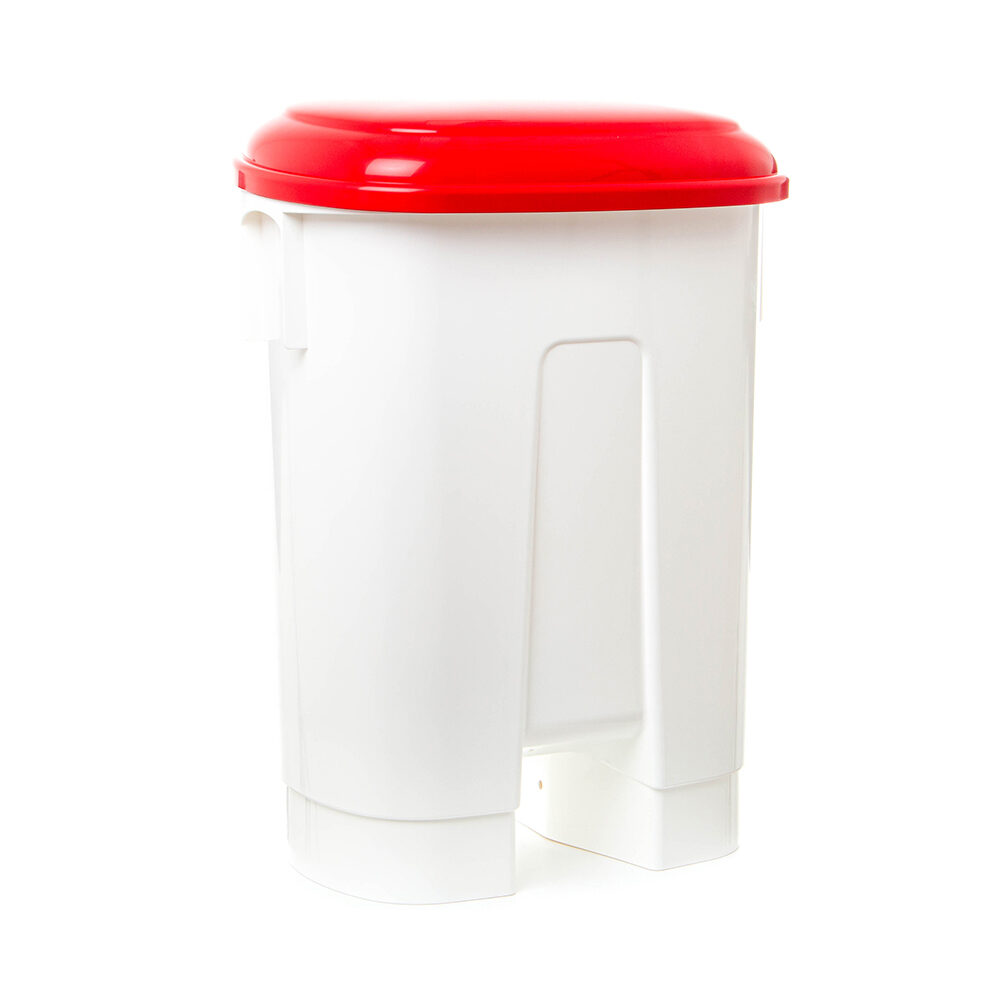 X1PC COLLECTEUR A PEDALE PLASTIQUE / COUVERCLE ROUGE 60L