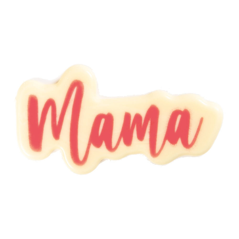 X60PC PLATE MAMA PINK LETTRES L7X3,7CM WHITE CHOCOLATE 10789