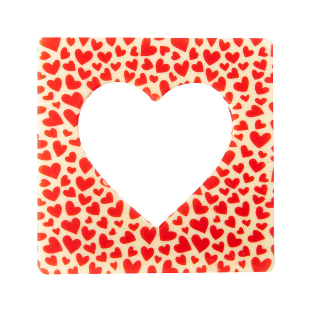 X10PC SQUARE WHITE OPEN HEART WITH LITTLE RED HEARTS 10X10CM