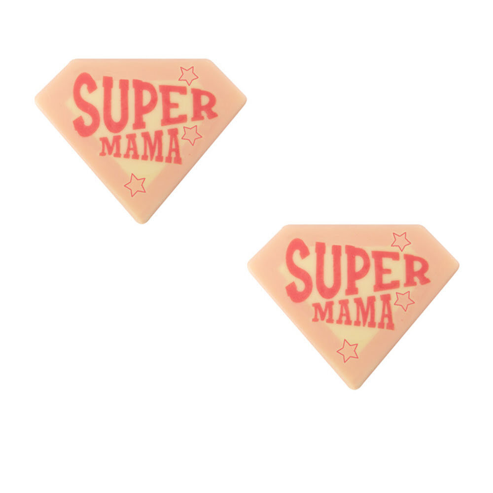 X120ST PLAATJE SUPER MAMA ROZE L.4,5 X 3,5CM CHOCOLADE 10821