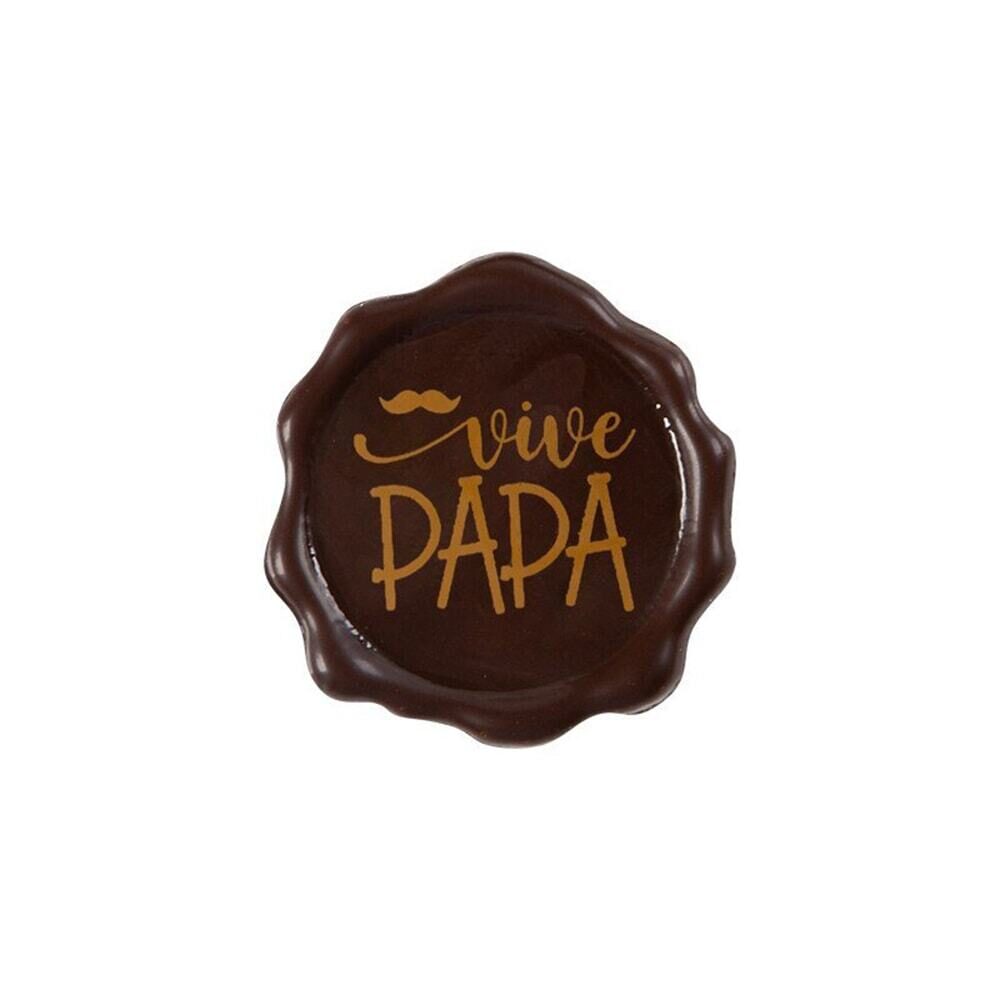 X120PC TAMPON VIVE PAPA 2D D.3.8CM FONDANT CHOC 11058