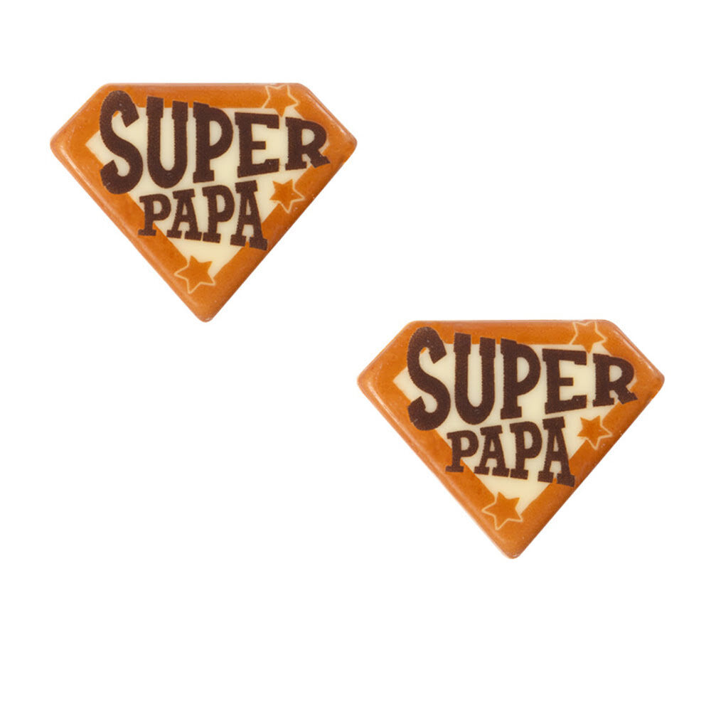 X120PC PLATE SUPER PAPA L.4,5 X 3,5CM CHOCOLATE 11064