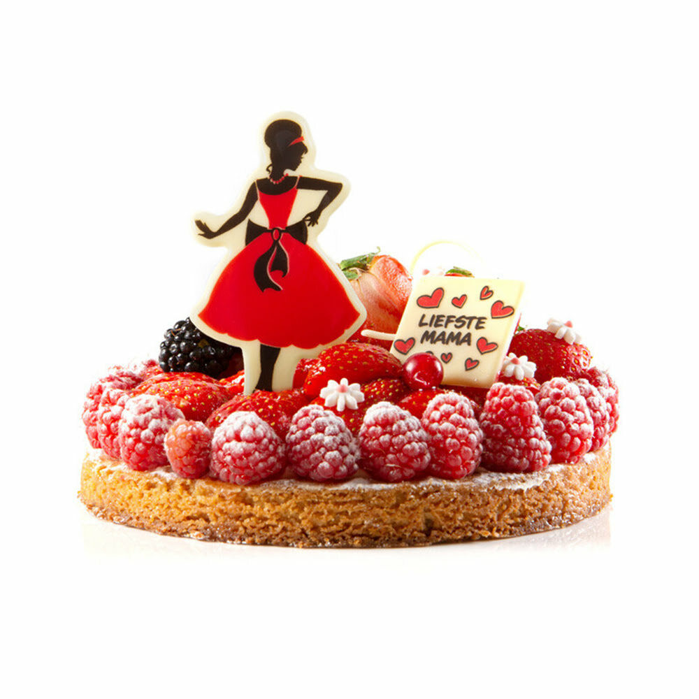 X24PC PLATE MOMMY IN RED L9,5 X 5,6CM CHOCOLATE 11070