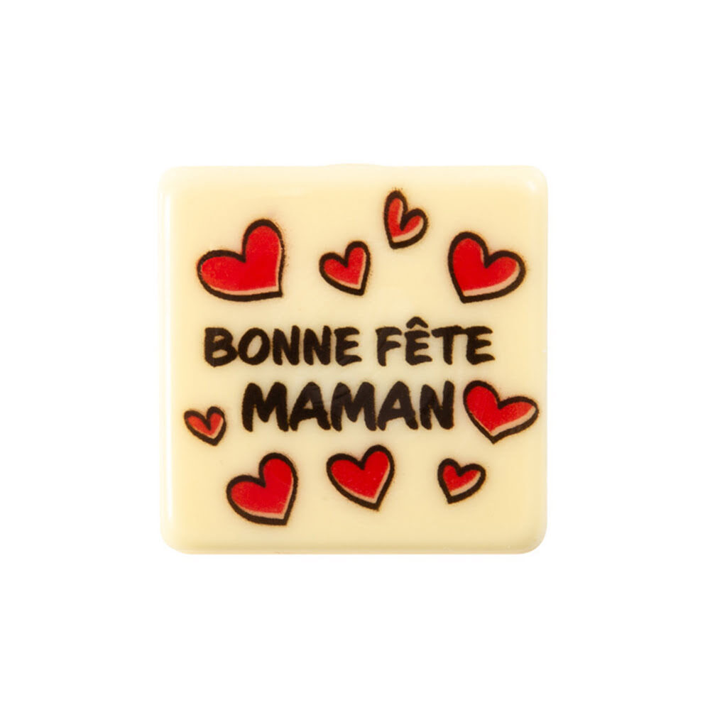 X120ST PLAATJE BONNE FETE MAMAN 3,8 X 3,8CM CHOCOLADE 11087
