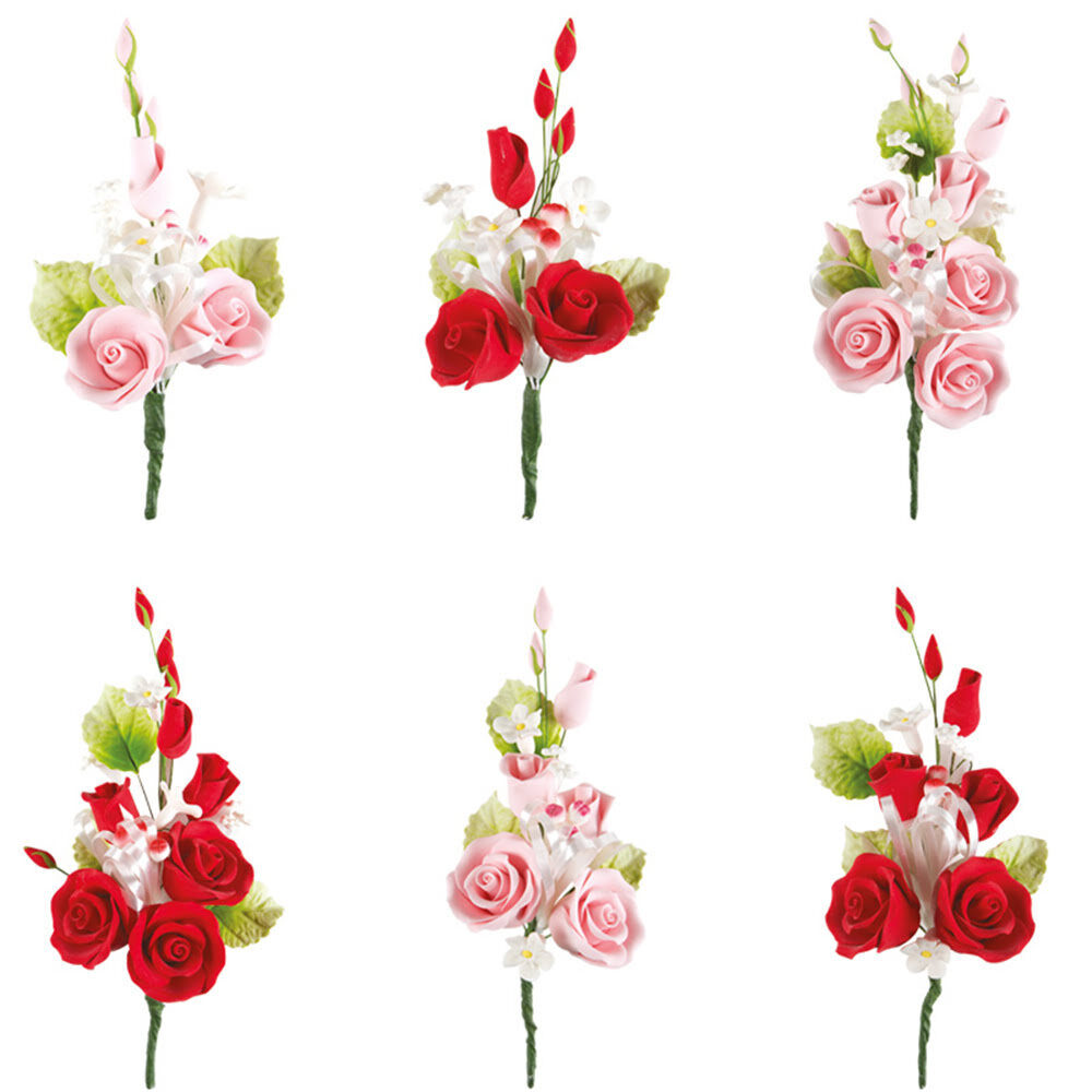 X6PC BOUQUET PINK/RED H13-12-10 DRAGANT 11156