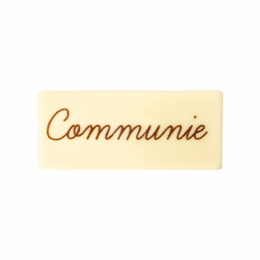 X36ST PLAATJE COMMUNIE L8 X 3,5CM WITTE CHOCOLADE 12818