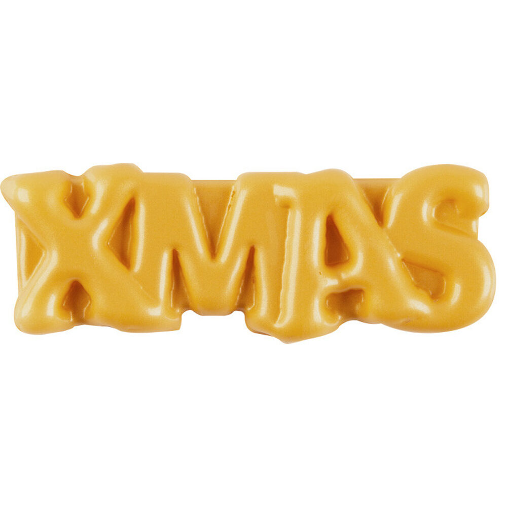 X100PC PLAQUETTE LETTRES XMAS L4,9 X 2CM OR CHOCOLAT 13627
