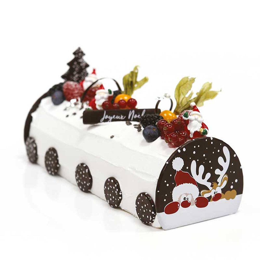 X40PC LOG CAKE END 10X8CM RUDOLPH AND SANTA 13729