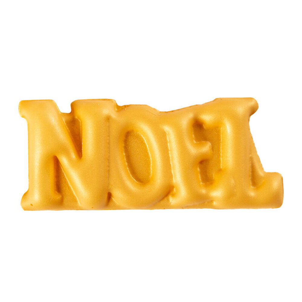 X100PC PLAQUE LETTRES NOEL L4,9 X 2CM OR CHOCOLAT 13748