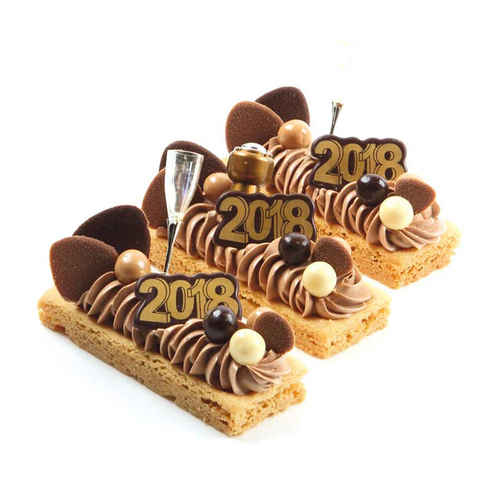 C/120PC DARK CHOCOLATE PLAQUE 2024 L4,5X2,5CM  14043