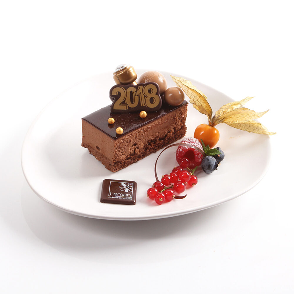 C/120PC DARK CHOCOLATE PLAQUE 2024 L4,5X2,5CM  14043